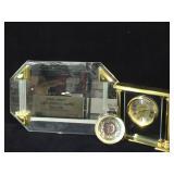 Brass & glass Seth Thomas desk clock, brass