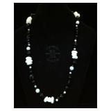 Sterling   Lack & white gemstone necklace