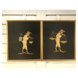 2 Asian wall decor made with hand cut Polynesian