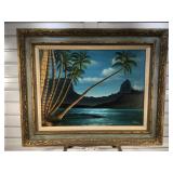 Signed AUS Campbell oil on board, framed to 32 x