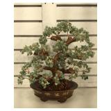 Green gemstone prosperity tree, stands approx 15