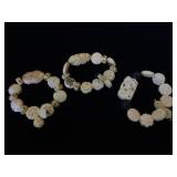 3- Carved Bone stretch bracelets