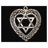 14k GOLD Star of David in a heart  pendant, 2.9g
