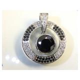 Sterling , black & clear gemstone pendant by