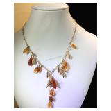 Sterling & 37.5 ct orange gemstone necklace by