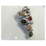 Sterling & multi-color gemstone pendant by