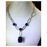 Sterling  & dark blue gemstone necklace by
