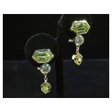 Sterling , green & clear gemstone earring, 15g,