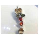 Sterling multi- color gemstone pendant, 9.6g, by