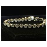 Sterling & clear gemstone bracelet, 20.3g, by
