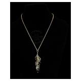 Sterling w/ clear & black gemstone necklace, 1