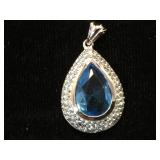 Sterling & blue gemstone pendant, 6.7g, by
