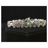 Sterling & clear gemstone bracelet, 53.9g (tw),
