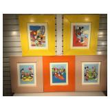 5 vintage Disney Comic page prints, framed a