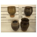 4 stoneware pots