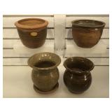 4 stoneware pots