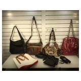 Ladies handbags, some leather