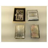 3 vintage cigarette cases & 1 mirror compact