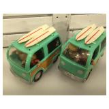 2 hippie surfer toy vans, both move, light up &