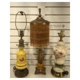 Vintage lamp w/ glass tube bead top & 2 hand