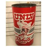 Metal UNLV Rebels bin, approx 19 1/4 inches tall