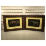 Lion & elephant shadow box wall art, framed to 19