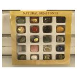 Labeled polished natural gemstone collection