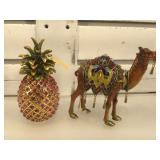 2 Kalifano crystal & enameled metal trinket