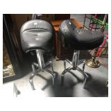 Pair of leather motorcycle seat stools with
