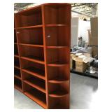 7 foot tall wood bookshelf with right side