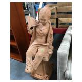 Terra-cotta Asian statue on base - approx. 3.5