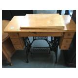Vintage Singer sewing machine cabinet in Birds