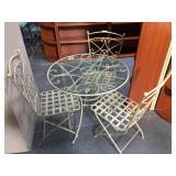 Metal based glass top indoor/outdoor table with 3