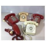 5 vintage telephones, 2 rotary