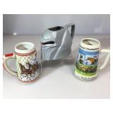 2 beer mugs & Battlestar Galactica mug