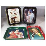 4 vintage metal Coca-cola advertising trays