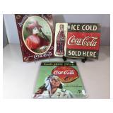 3 metal Coca-cola signs