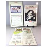4 vintage Coca-cola calendars