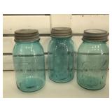 3 vintage Ball mason jars w/ zinc lids