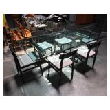 7 foot long glass top dining table with Art Deco