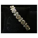 Sterling & clear quartz bracelet, 54.6g (tw)