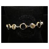 Sterling  & light orange quartz bracelet, 17.7g