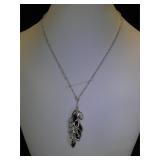 Sterling. W/ black & clear quartz necklace, 13g
