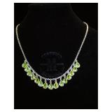 Sterling & light green quartz necklace, 15.8g