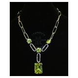 Sterling & yellow quartz necklace, 36.8g (tw)