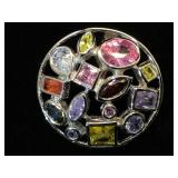 Sterling & multi-color CZ pendant, 12.1g (tw)