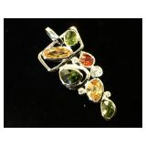 Sterling & multi-color CZ  pendant, 9.5g (tw)