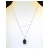 Platinum-plated Silver,Blue Sapphire & Colorless