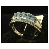 Sterling Aquamarine & Diamond ring, w/appraisal