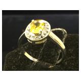 Sterling Citrine & Yellow Sapphire ring, size 6